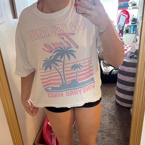 Vineyard Vines White Tee with Pink and Blue Graphic